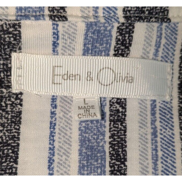 Eden & Olivia Blouse Womens Large Stripes Front Knot Button Down High Low Hem‎ - Picture 3 of 8